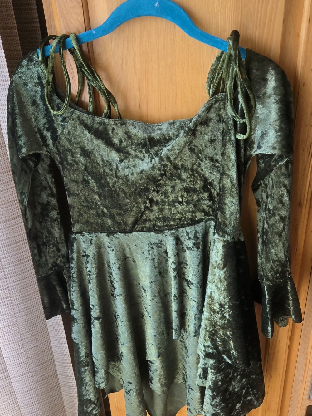 Current Mood Olive Green Velvet Dress - Picture 2 of 3